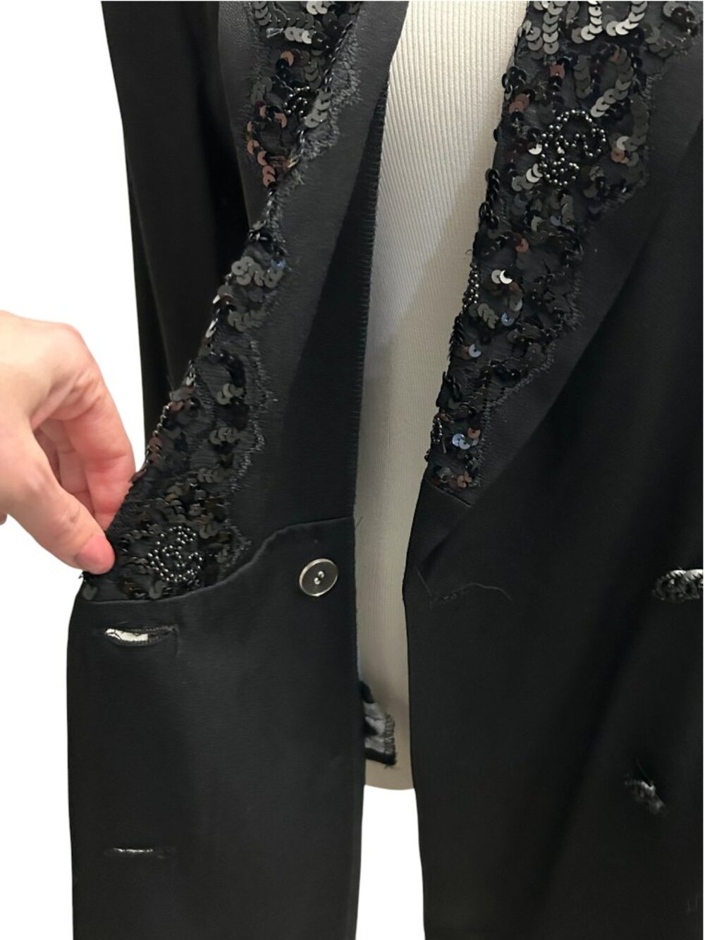 Lois Snyder Dani Max Size 8 Vintage Black Embellished Double Breasted Blazer NWT - Picture 10 of 12
